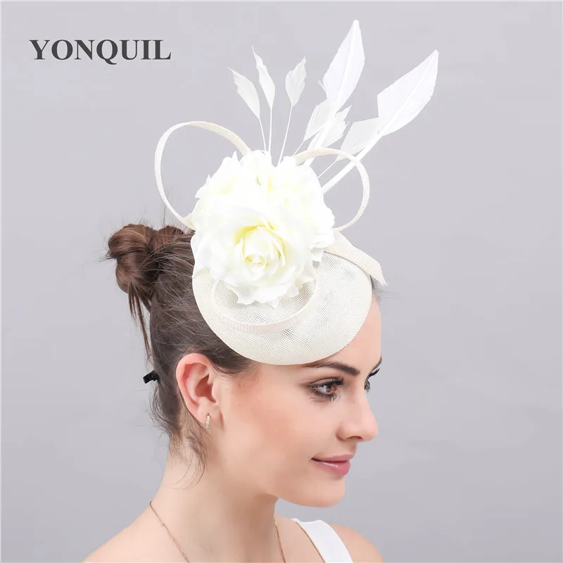 Elegant Royal Blue Imitation Sinamay Fascinator Hats Accessories Women Headwear Party Wedding Tea Church Headpiece Female Caps