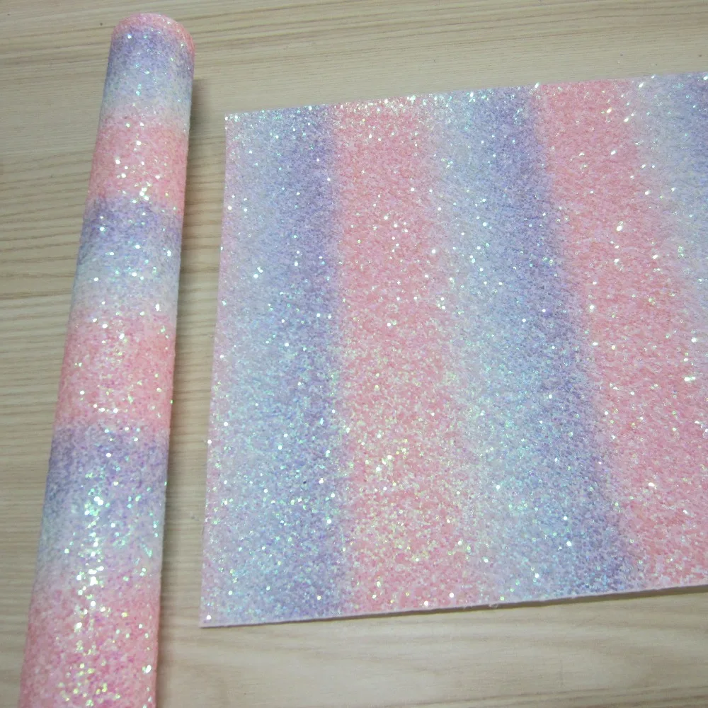Mini Roll 30x134cm Rainbow Fashion Chunky Fine Glitter Fabric Faux Leather For Bows Craft Earring Sewing Bags  AY210