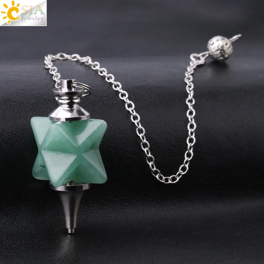 CSJA Merkaba Pendulum for Dowsing Divining Wicca Big Natural Stone Reiki Crystal Biolocation Metaphysical Spiritual Pendant F824