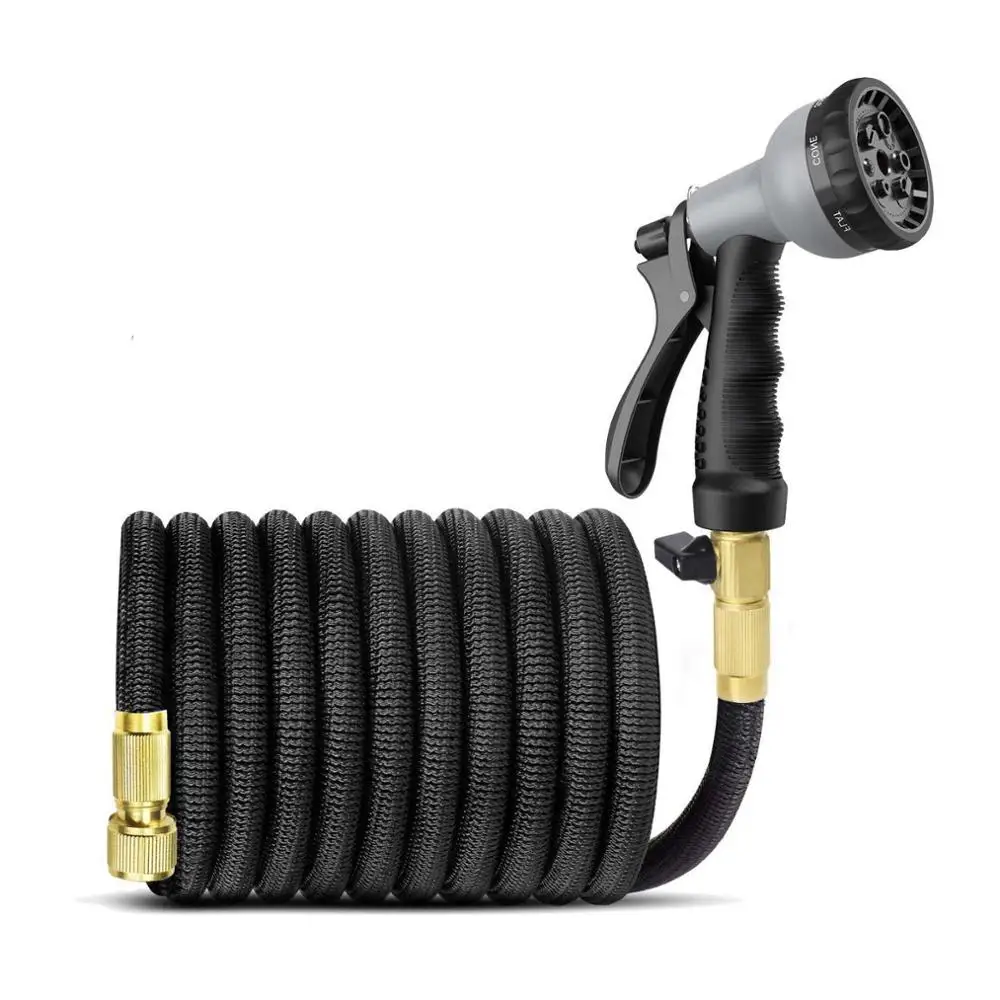 

25ft-100ft Expandable Garden Hose Lightweight And Durable Rubber Hose 3/4 Pure Brass Joint Car Wash Hose Garden Irrigation Suppl