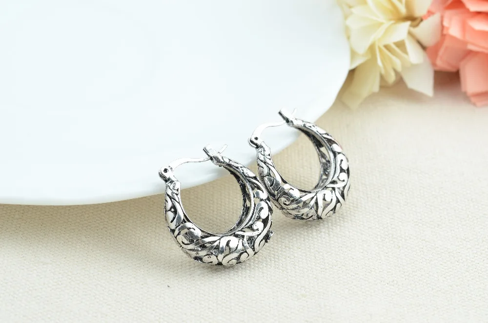 High Quality Fashion Vintage Cutout style Copper earrings gifts,high quality plated silver earrings FE009