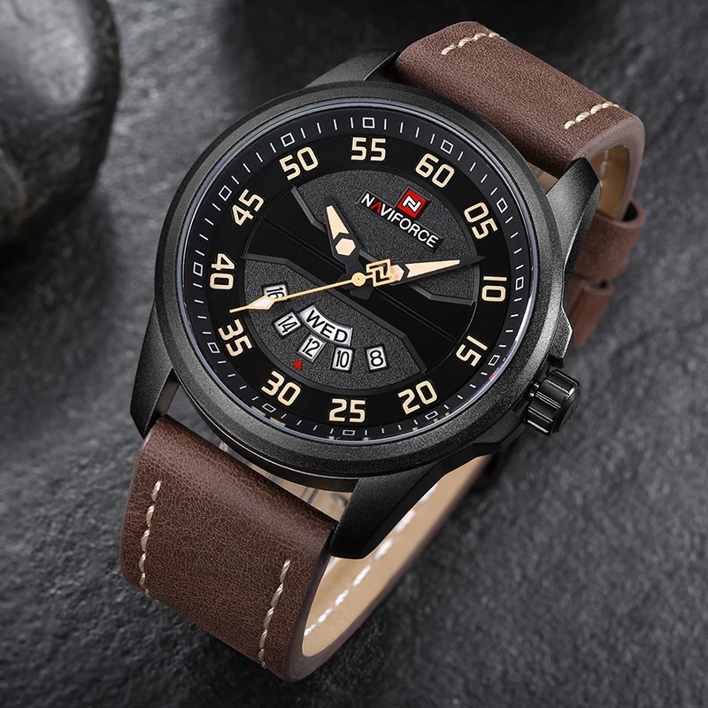 Mens Watches Top Brand NAVIFORCE Luxury Date Quartz Watch Man Leather Sport Army Military Wristwatch Men Clock Relogio Masculino