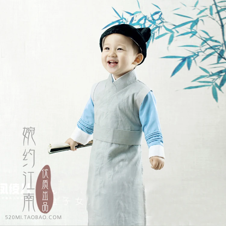 

Yong Zhu A Song of the Bamboo Ancient Chinese Hanfu Childe Costume for Little Boy photography or Children's Day stage clothing