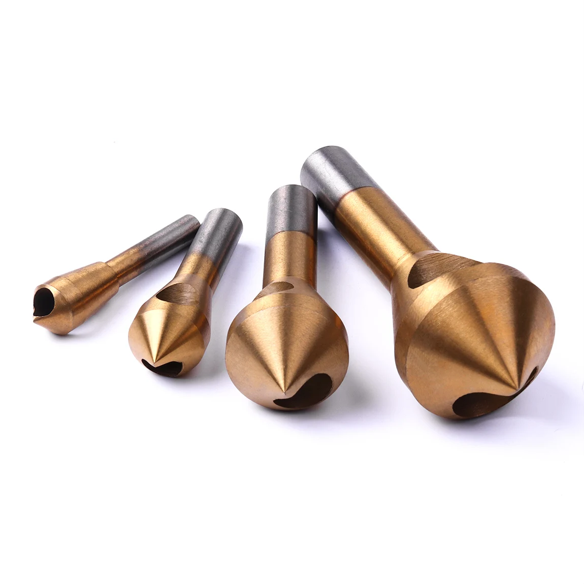 4PC スチール木製皿 Debur バリツール Deburing セット穴 Countersinker