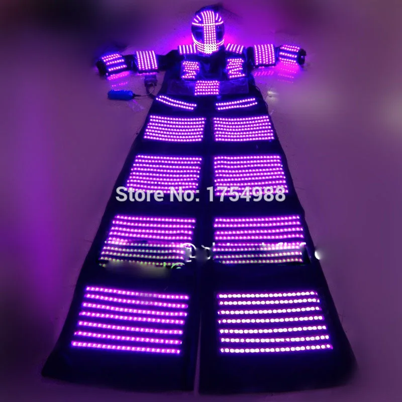 DHL Free RGB full colors LED robot /LED costumes with helmet for dance satge show event night club and party supply