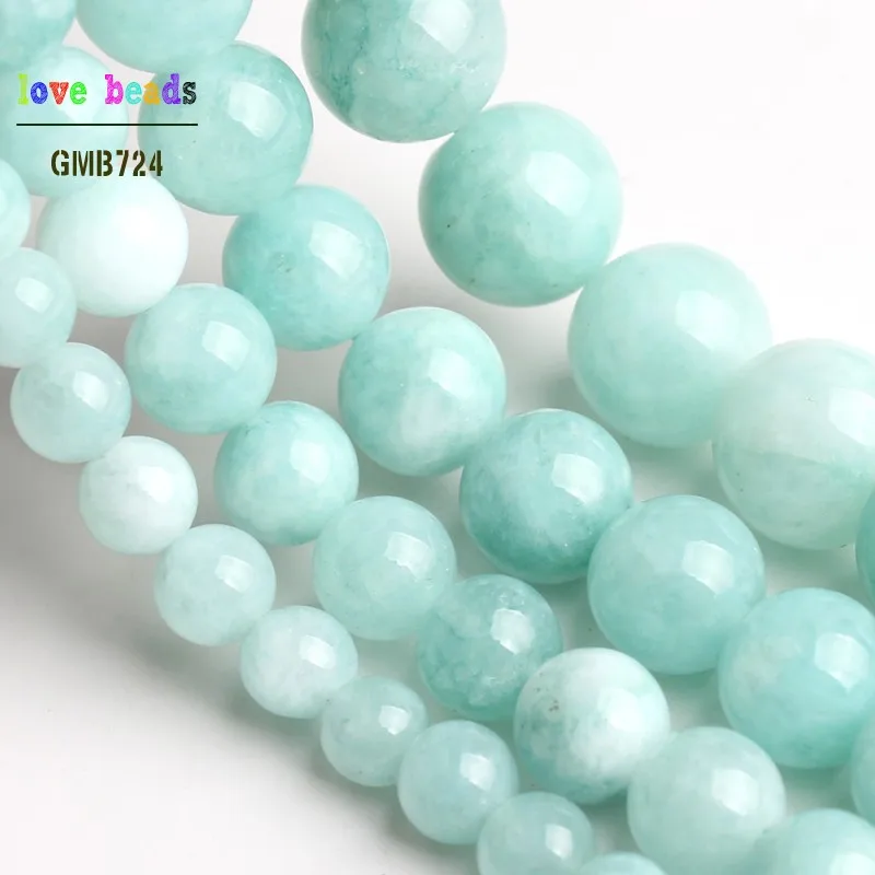 Blue Angelite Stone Beads Amazonite Round Beads for Jewelry Making DIY Bracelet Necklace 15\'\' strand 6/8/10/12mm