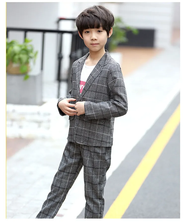 Modische Slim-Fit Kinder-Anzüge für Jungen, Formelle Blazer-Zweiteiler für Teenager, Party-Outfit, Kleidungsset für Alter 4-13 Jahre – Detail 6