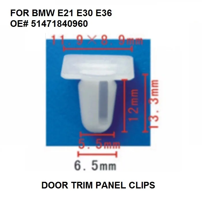 Door Trim Panel Clips x10 Pieces Door Sill Plate Side Moulding Clip for BMW E21 E30 E36 OE# 51471840960