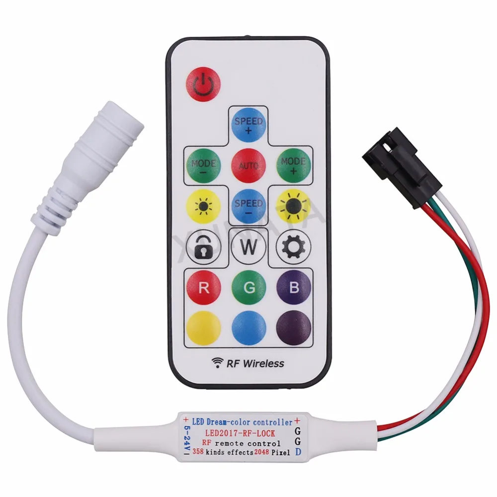 WS2812B WS2811 Led Pixels Strip Light Controller DC5-24V 14/21Keys Remote RF Wireless Controller for Addressable RGB Led Tape