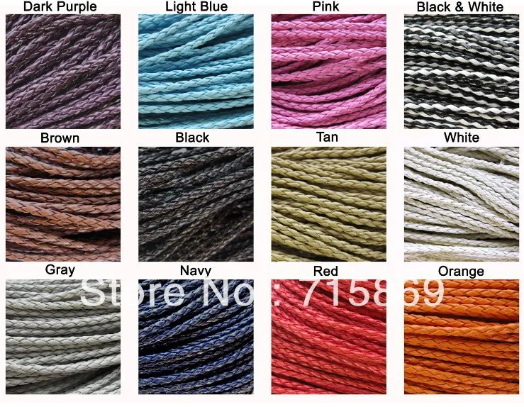 

Free Shipping 12 Colors 100 Meters 3mm Braided Faux Leather Cord You Choose Colors