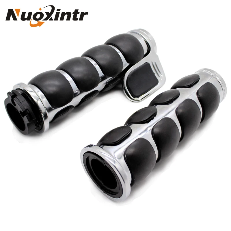 Nuoxintr 25mm Motorcycle Chrome Black Sharp Handle Bar Hand Grips for Harley Honda Shadow VT VTX1300 1800 Yamaha Suzuki Kawasaki