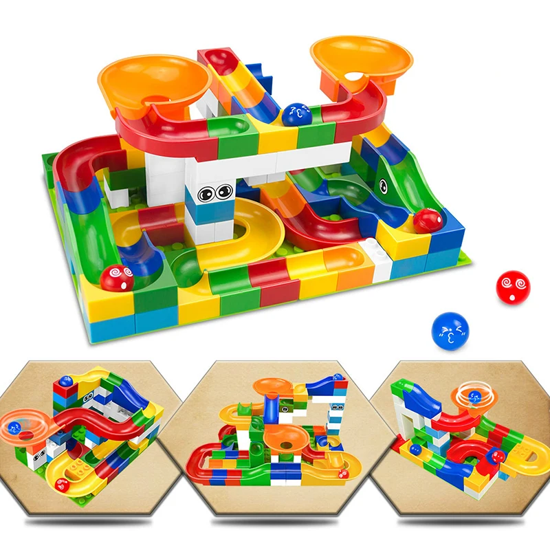 52pcs Marble Race Run Building Blocks Big Size DIY Blocks Educational Bricks Maze Balls Track Blocks Toys For Children Kids Gift