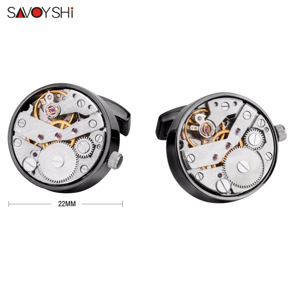 SAVOYSHI Mechanical Watch Movement Cufflinks for Mens Shirt Cuff Functional Watch Mechanism Brand Cuff Links Designer Jewelry