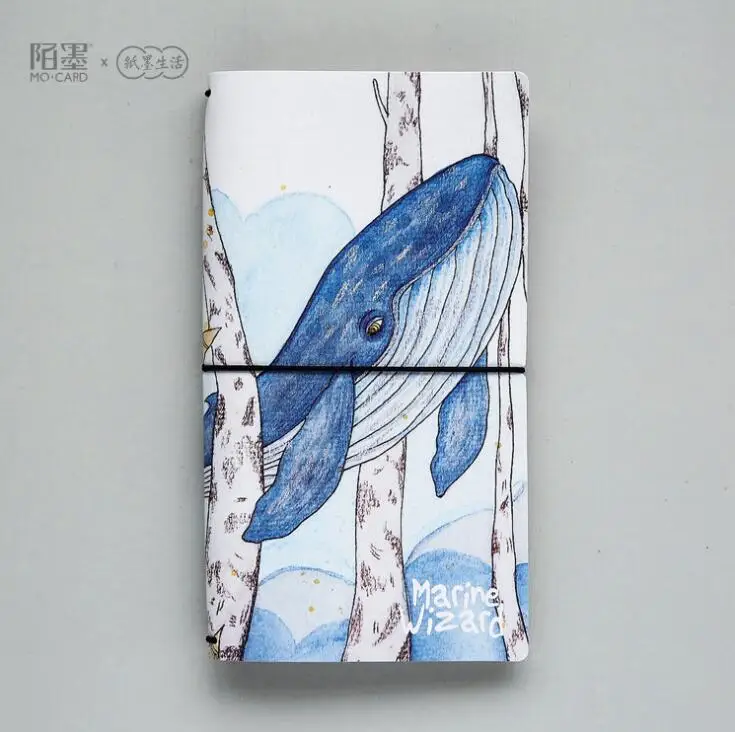 Island Whale PU Leather School Notebook Japanese TN Travelers Diary Handbook