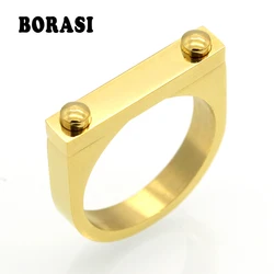 Solid Fashion Screw Love Ring Punk Rock Finger Ring Gold Color Lucky Rings For Women Stainless Steel Ring Jewelry Wholesale