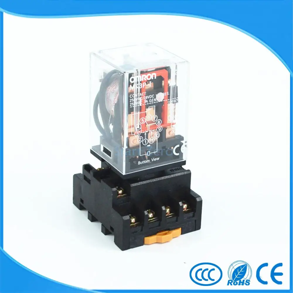 MK3P-I DC 24V Coil 11 Pins Electromagnetic Relay With PF113A Socket Base