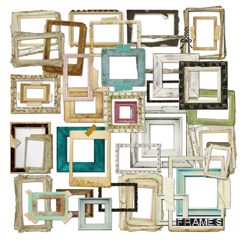 KSCRAFT 빈티지 사진 프레임 종이 스티커, 스크랩북 해피 플래너, DIY 공예, 카드 만들기 장식, 35 개