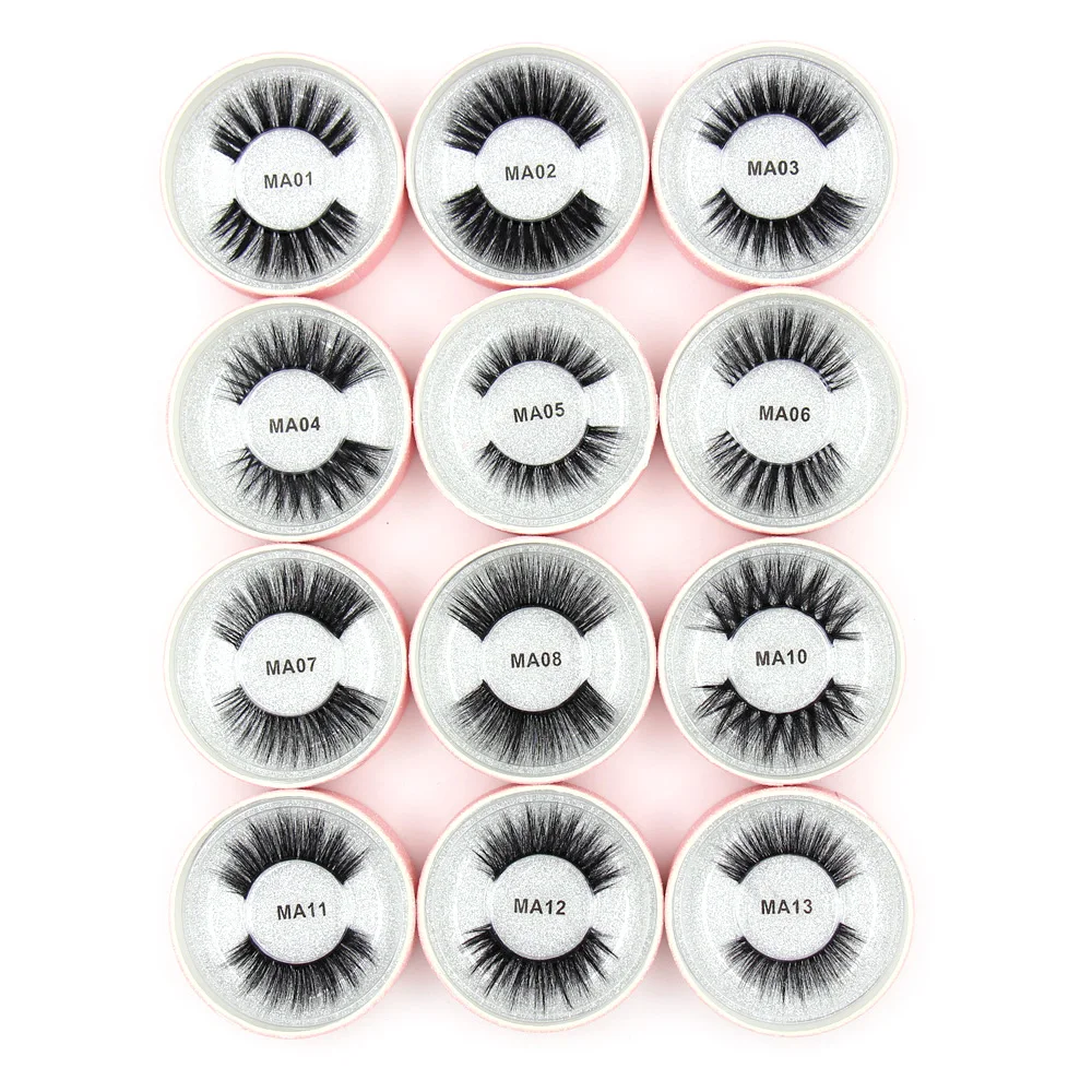 SOQOZ Individual Eyelashes 3D Mink Lashes Invisible Band Lashes Faux False Eyelashes 13 Styles maquiagem Round Glitter Box