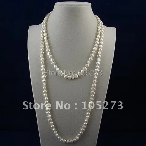 

Wholesale Elegant pearl necklace AA 5-6MM White fresh water pearl necklace 40inch long necklace 3pcs/lot free shipping A2200