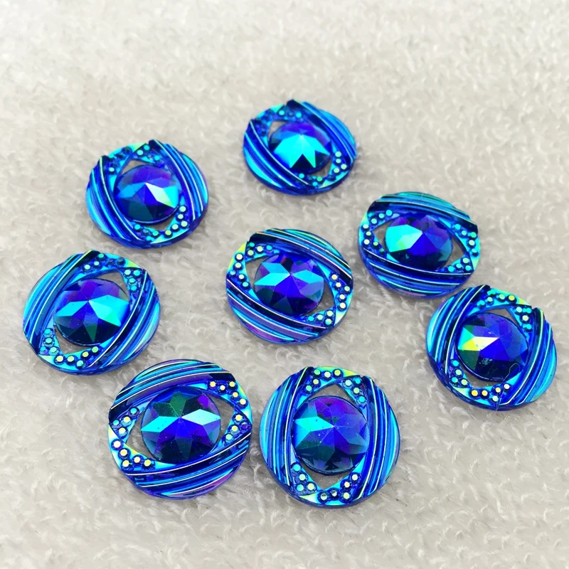 10pcs shiny Round rhinestone Flat back crystal Cabochon Art Supply Decoration Charm Craft buttons 18mm -E847