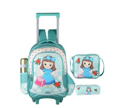 Mochila de rodas para meninas, Saco de rolamento escolar, Trolley Bags for Kids, Crianças Trolley Bags on Wheels