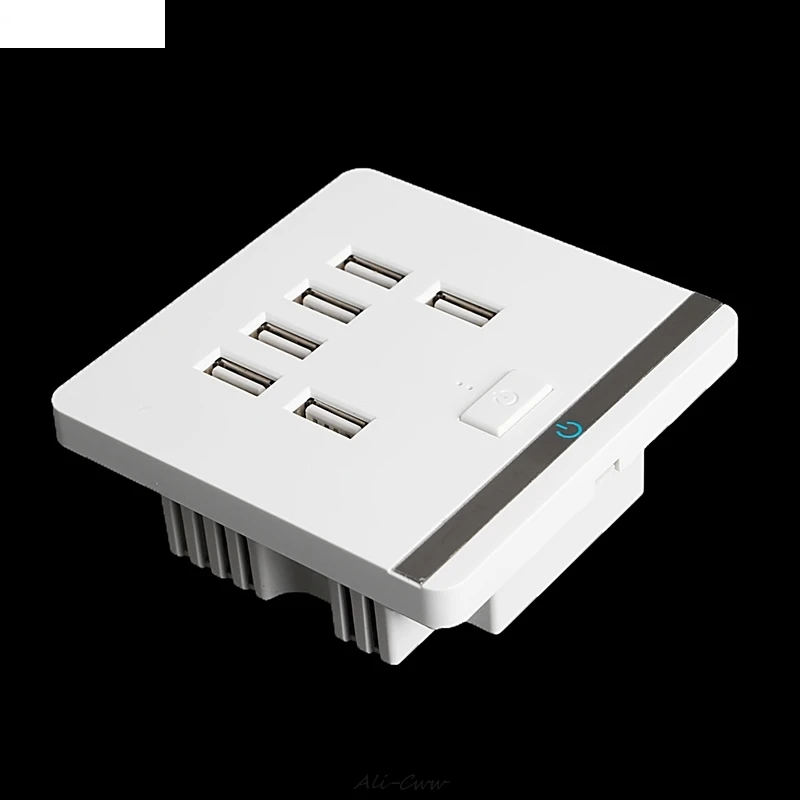 3.4A 6 Port USB Wall socket Outlet Charger Power Socket Receptacle Plate Panel Switch
