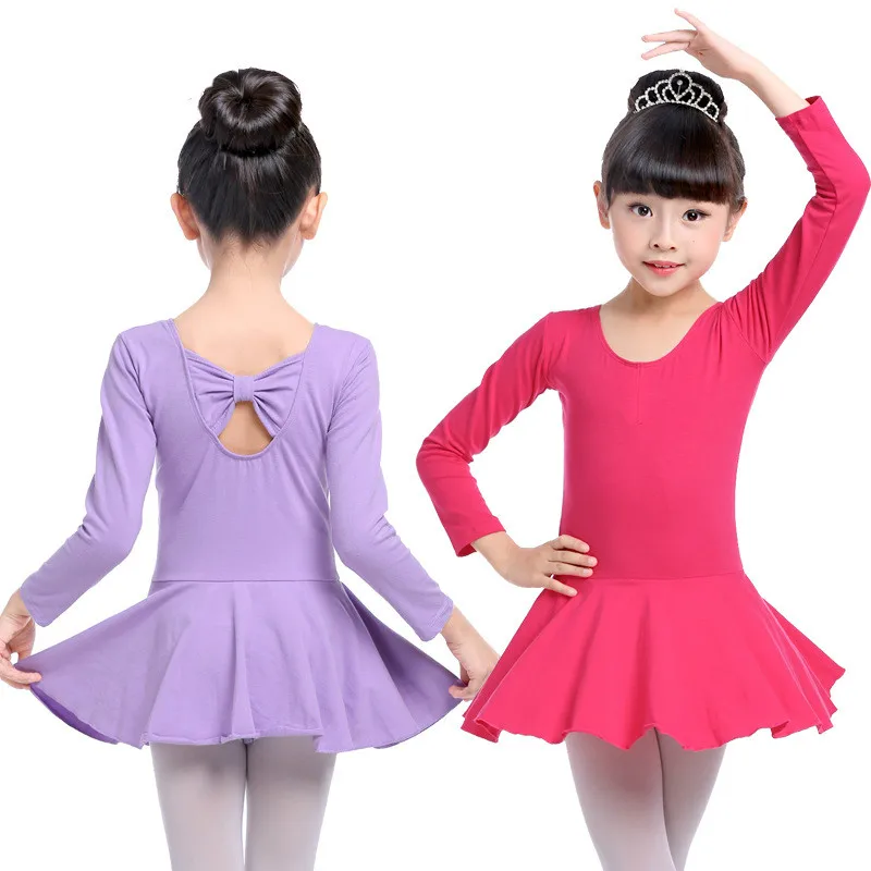 Children dance clothing clothes girls cotton skirt long sleeve winter spring Siamese Latin Dance clothes Practice clothes