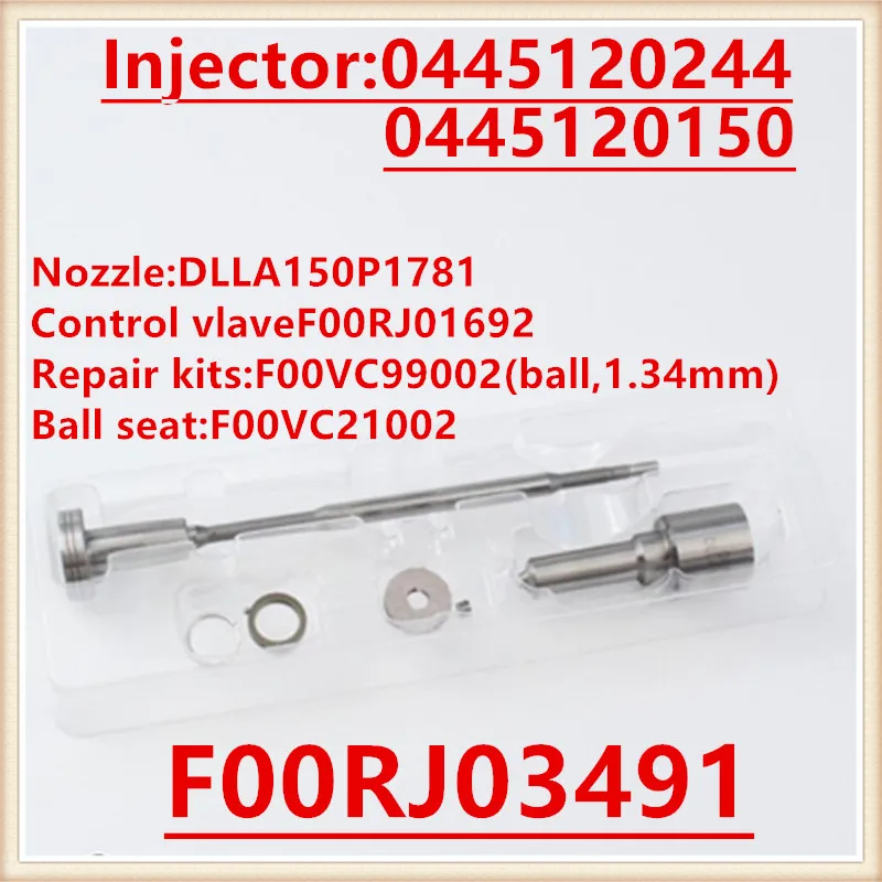 

F00RJ03491 Fuel Diesel Injector Overhaul Kits DLLA150P1781 Nozzle F 00R J03 491 F00R J03 491 for Injector 0445120244, 0445120150