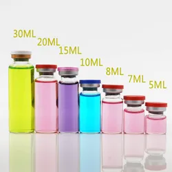 500pcs/lot Clear & Amber Empty Injection Glass Vial with Center Flip Off Cap Transparent Liquid Medicine Glass Containers