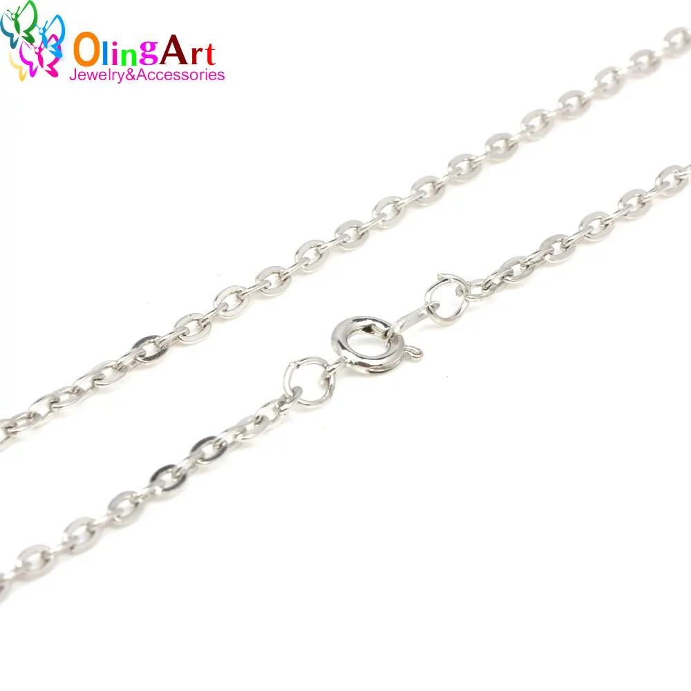 OlingArt 3M 4MM Gold/เงินแบนรูปไข่ Cross โซ่ Link สำหรับสร้อยข้อมือสร้อยคอ DIY เครื่องประดับอุปกรณ์ทำ