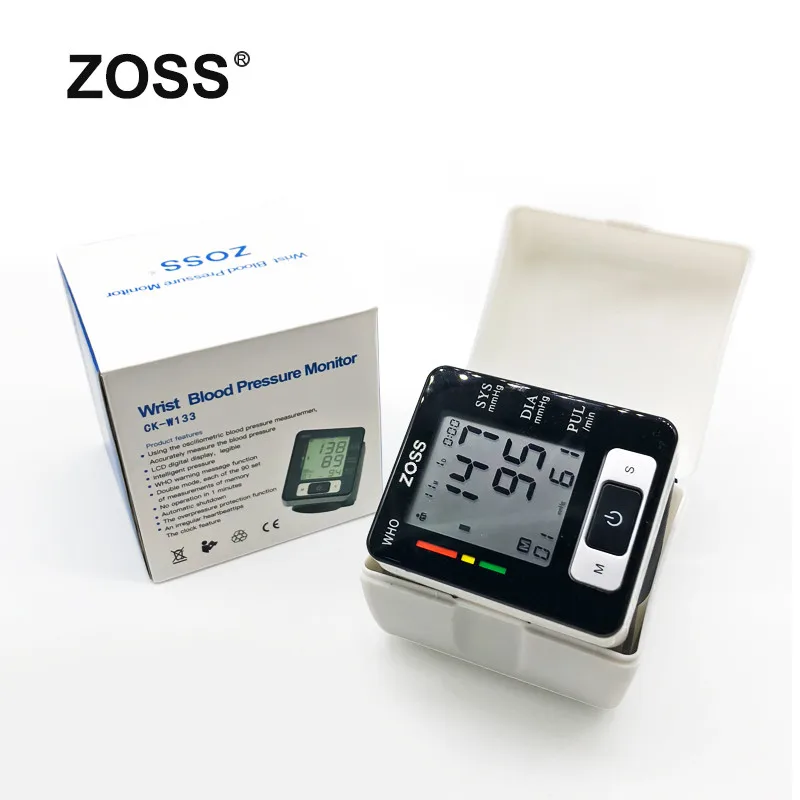 ZOSS English or Russian Voice Cuff Wrist Sphygmomanometer Blood Presure Meter Monitor Heart Rate Pulse Portable Tonometer BP