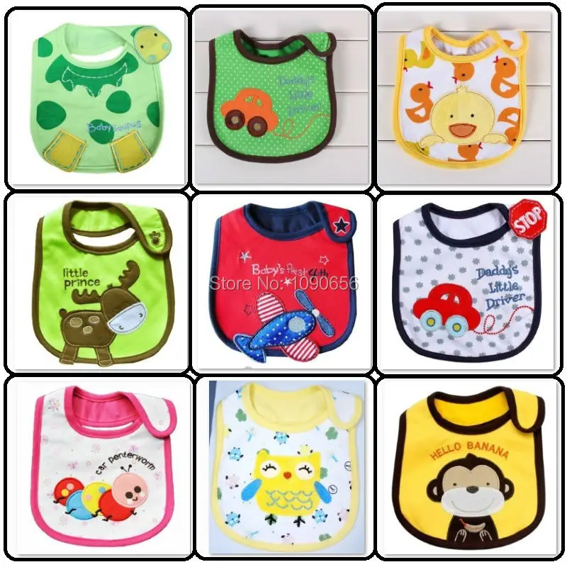 Baby Boys Bibs 3 Layers Terry Clothes Baby Girls Scarves Saliva Towels Cartoon Animal Infant Burp Cloths embroidered pinafore