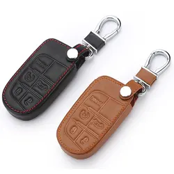 Leather Car Key Holder Cover Case for Jeep Renegade 2014 2015 Grand Cherokee Chrysler 300C for Fiat Freemont Auto Accessories