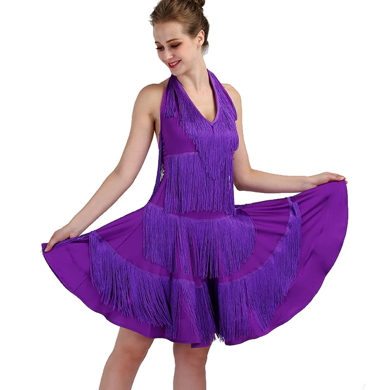 Vestido de dança latina/feminino com borla, para adultos e crianças, para meninas/lady cha/rumba/samba/tango, saia de dança de salão, roupa latina para performance