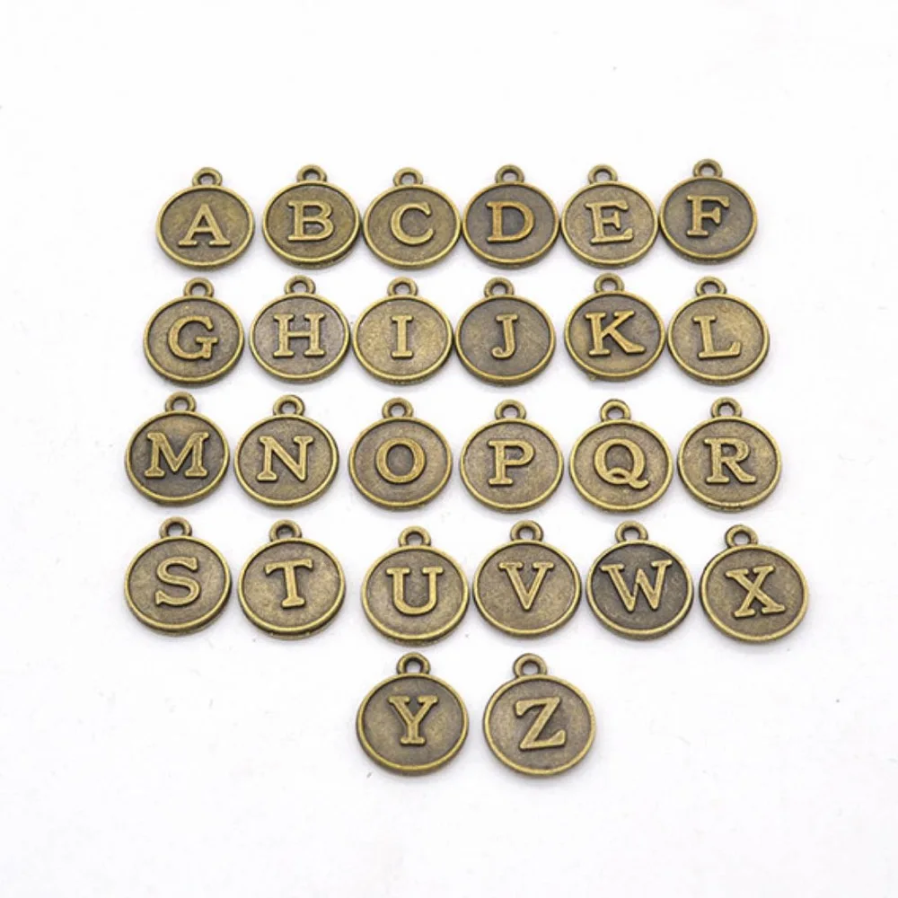 REGELIN 12X15mm 26pcs/lot gold color/kc gold color capital letter beads initial pendants alloy jewelry making accessories DIY