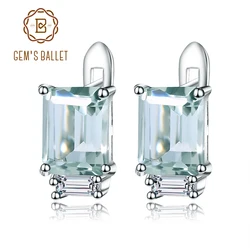 Gem's Ballet 3.11Ct  Natural Green Amethyst Stud Earrings 925 Sterling Silver Prasiolite Earrings For Women Wedding Fine Jewelry