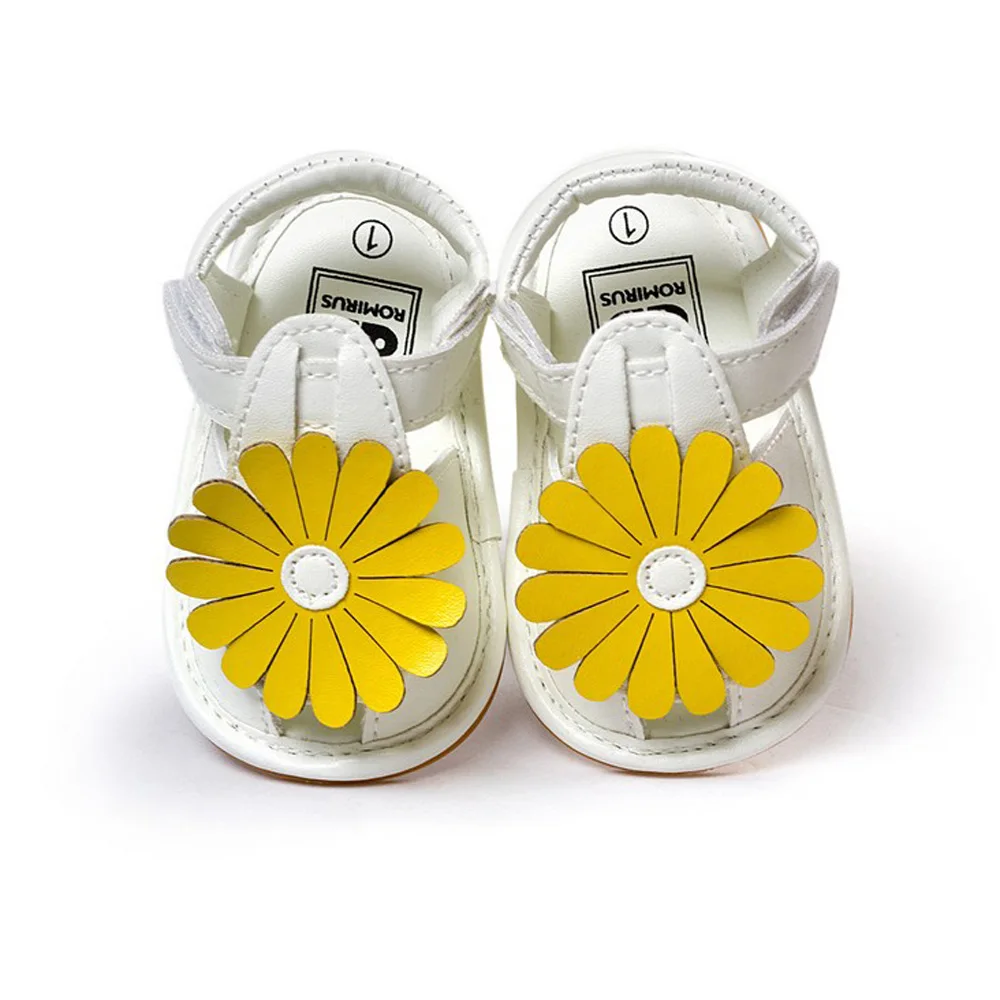 New Design Style Baby Girl shoes Leather Rubber Flat Shoes With Big Flowers Baby Shoes For 0-18 Months SD14