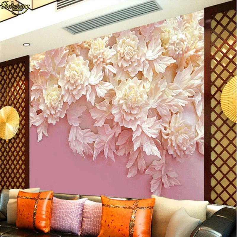 beibehang Custom Photo Wallpaper Mural New Emboss 3D Hibiscus Mural TV 3D Background Wall papel de parede 3d wallpaper