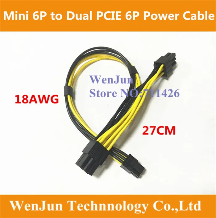 

10PCS NEW Mac Pro mini 6pin to 6pin & 6pin PCI-e Dual Power Cable for Apple Mac Pro Video Card 27cm+10CM 18awg