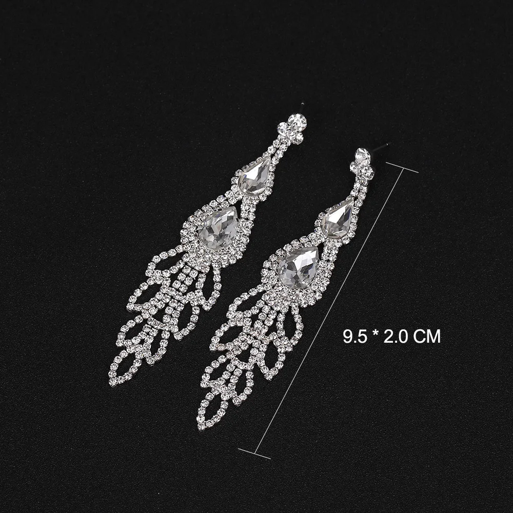 TREAZY Large Statement Earrings for Women Rhinestone Crystal Floral Long Drop Dangle Earrings 2019 Bridal Wedding Party Jewelry