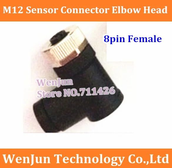 50PCS/LOT Free Shipping  M12 8pin female Aviation plug/Connector  ,M12 8pin CORE Elbow head Sensor Connector