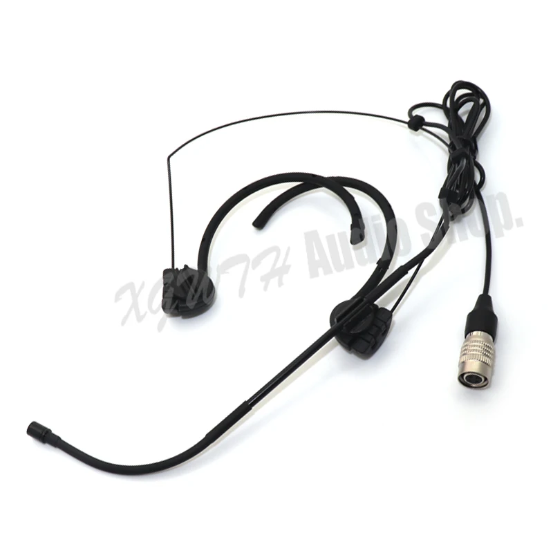 Black Complexion Dual Hook Head Headset Microphone For Audio Technica Wireless Radio Headworn Mic System Beltpack Foldable