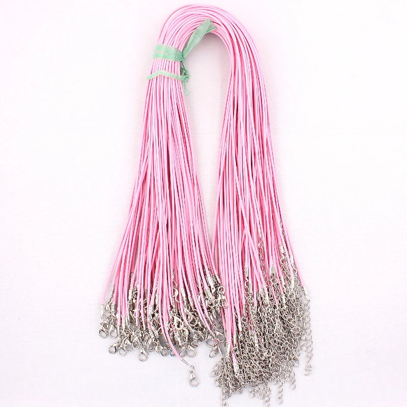 QianBei QianBei Pink Waxen Cord Necklace Women Fashion Lobster Clasp Necklaces Men Accessories Jewelry DIY Wholesale 100pcs free