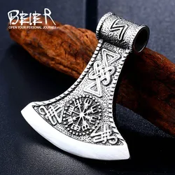 Beier Beier Thor Hammer Mjolnir Viking Amulet Hammer Scandinavian Pendant Norse pendant necklace Men Jewelry  LLBP8-272PP