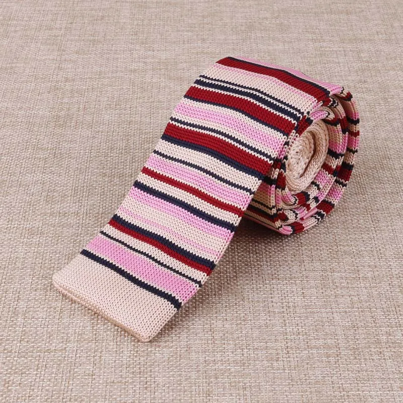 Fashion Men\'s Colourful Knit Tie Stripe Vintage Knitted Ties Dot Sample Necktie Narrow Slim Skinny Woven Cravate Narrow Neckties