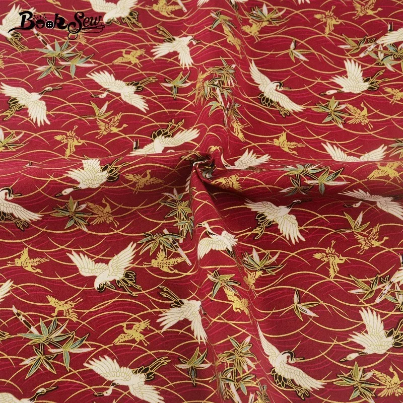 Booksew Cotton Linen Fabric Red Sewing Printed Animal Pattern Wash Gold Home Textile Tablecloth Bag Curtain Cushion Zakka Pillow