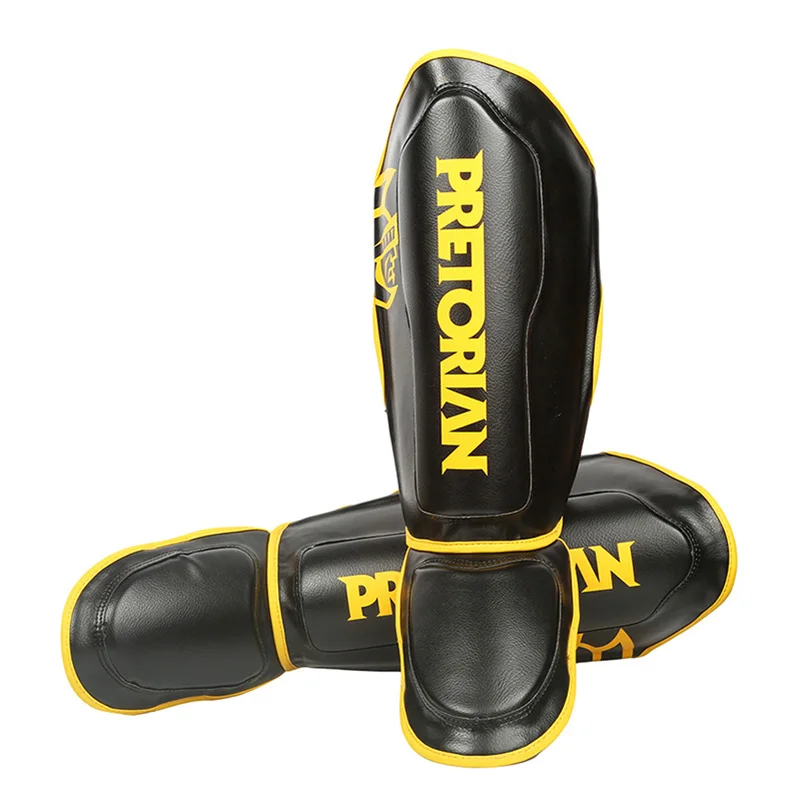 Ochraniacze goleni Pretorian-Thicken dla dorosłych, ochraniacze na nogi Kickboxing ze skóry PU, boks MMA, tajski, sprzęt sportowy i fitness