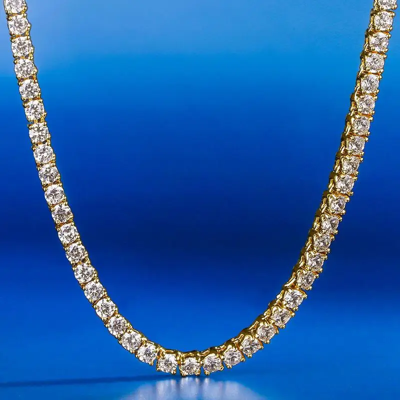 

3mm CZ Iced Tennis Chain Necklace Gold