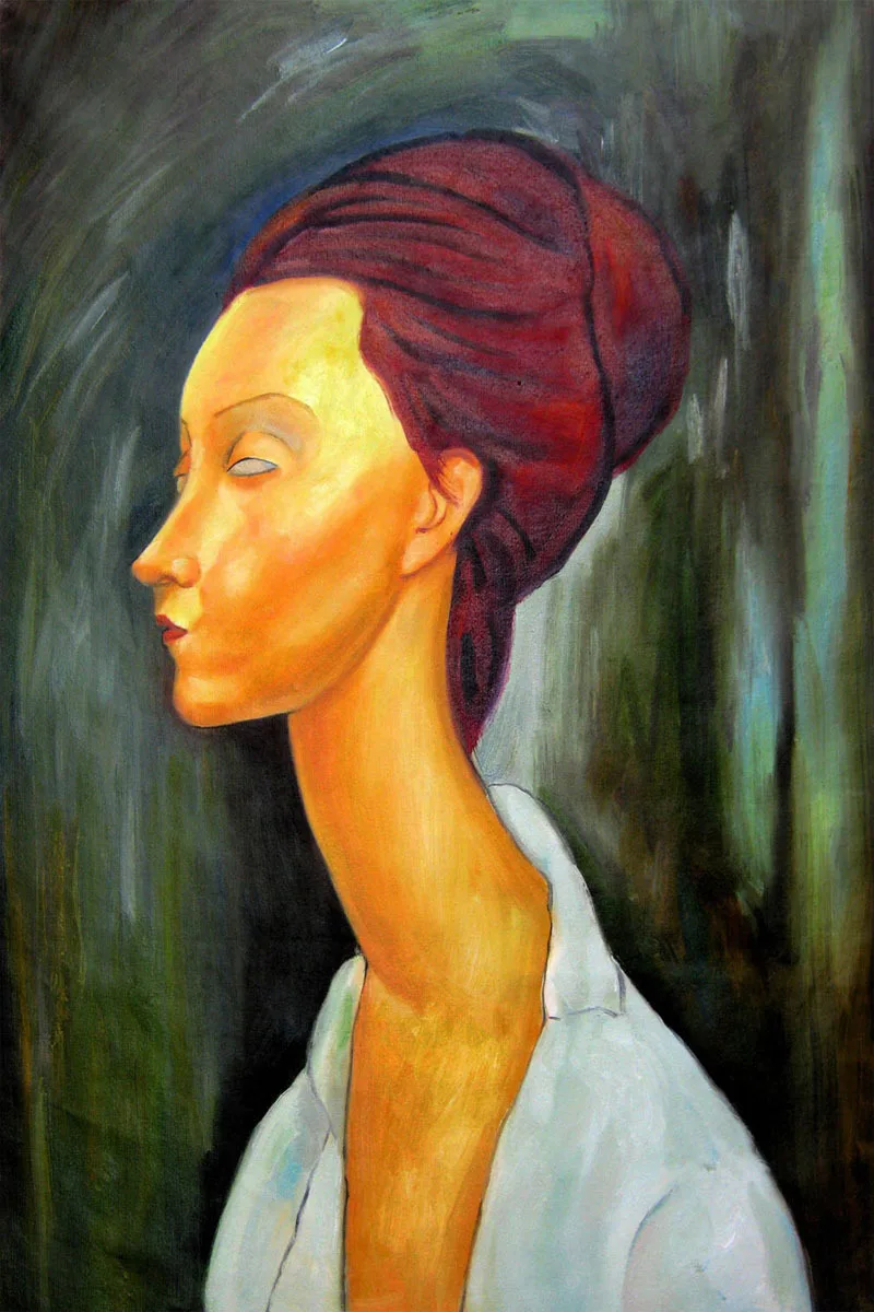 

Handpainted Abstract Canvas Oil Painting Portrait Lunia Czechovska by Amedeo Modigliani Textured Art for Wall Bedroom Decoration