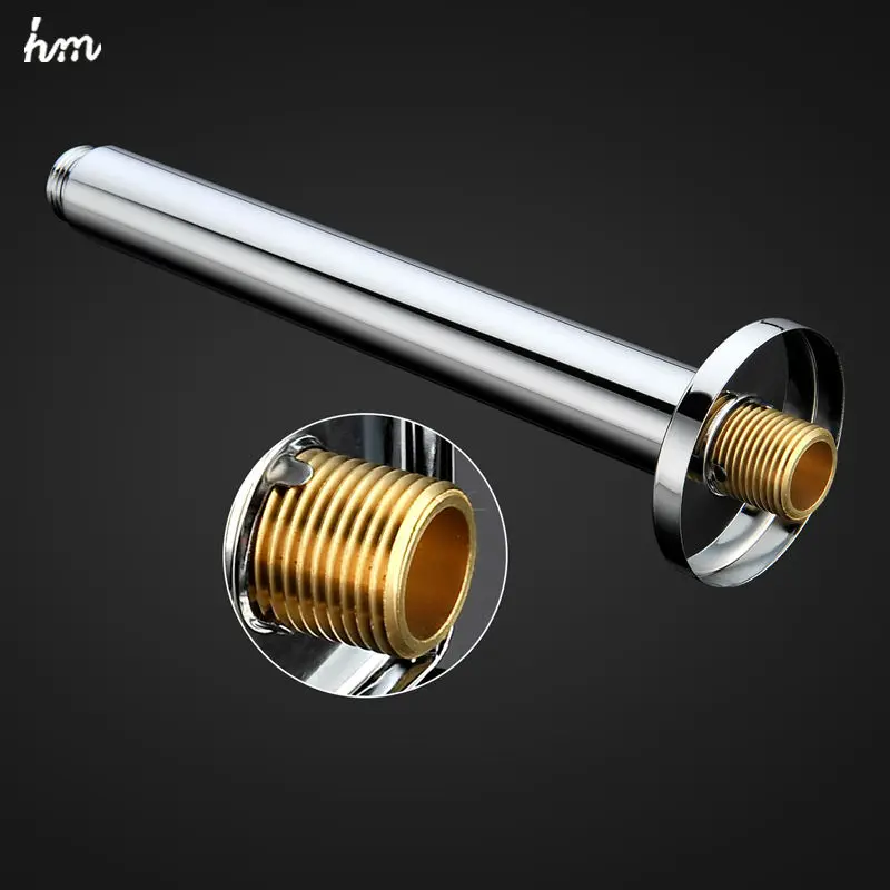 

hm Round Top Ceiling Shower Wall Arm Brass With Flange For Shower Head Extension 25cm length Shower Arms Origin Guangdong China